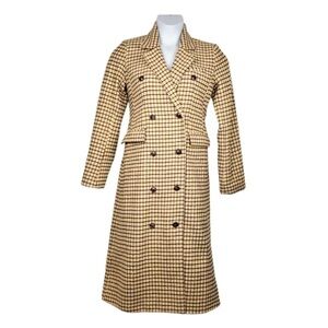 J.O.A. Women’s Notch Collar Yellow Plaid Wool Blend Coat Size Medium NWOT